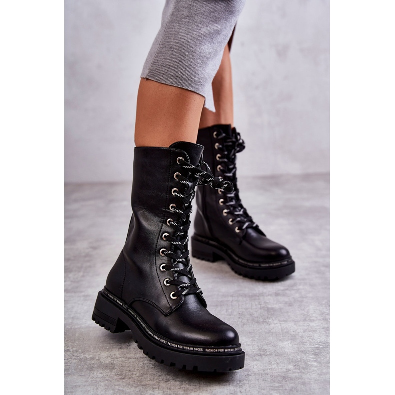 PG1 Vysoké zateplené dámské boty se zavazováním černá Darla 2