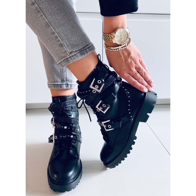 Fleur Černé vojenské boty černá 2