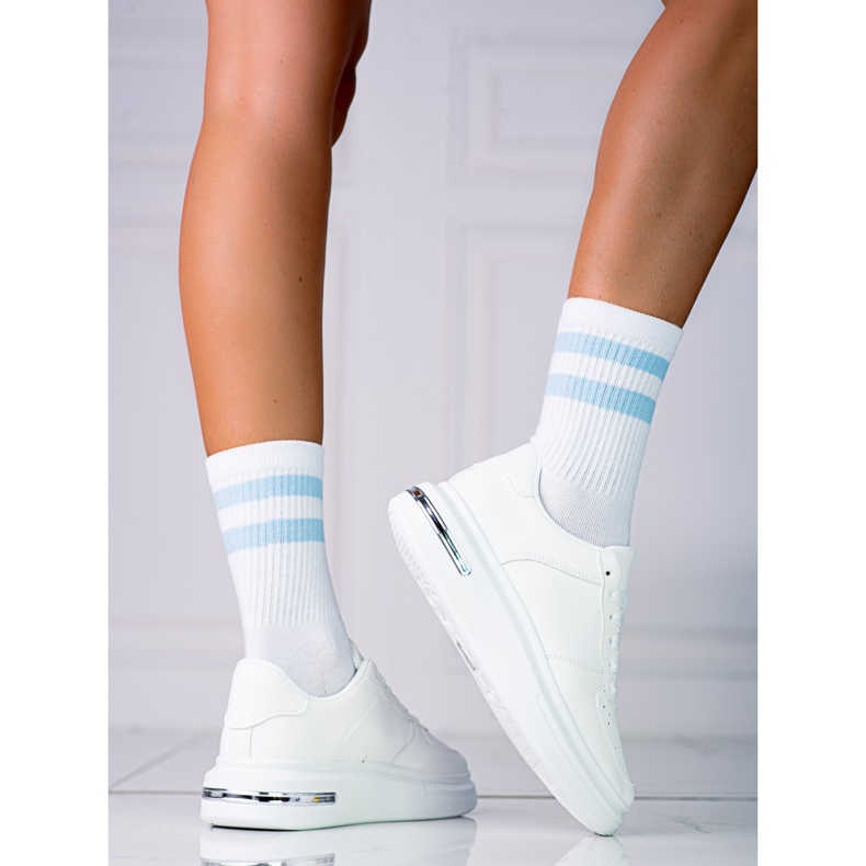 Šněrovací bílé sportovní boty Shelovet vyrobené z ekologické bílé kůže bílý 1