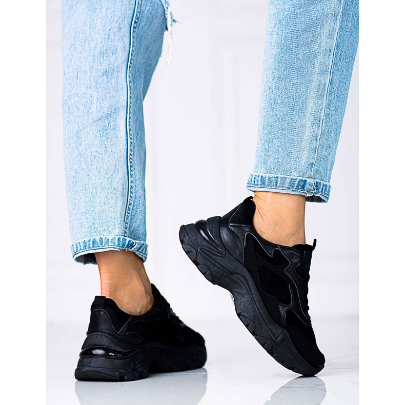 Černé dámské šněrovací tenisky Shelovet se silnou podrážkou černá 1