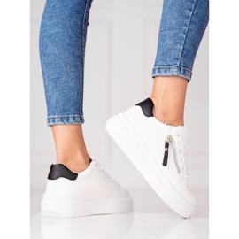 Bílé dámské tenisky Shelovet s ozdobným zipem bílý 1