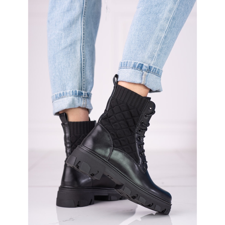 Dámské šněrovací prošívané černé tašky Shelovet černá 2