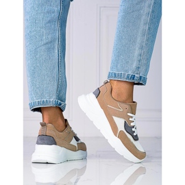 Pohodlné dámské tenisky Shelovet na silné béžové platformě béžový hnědý 1