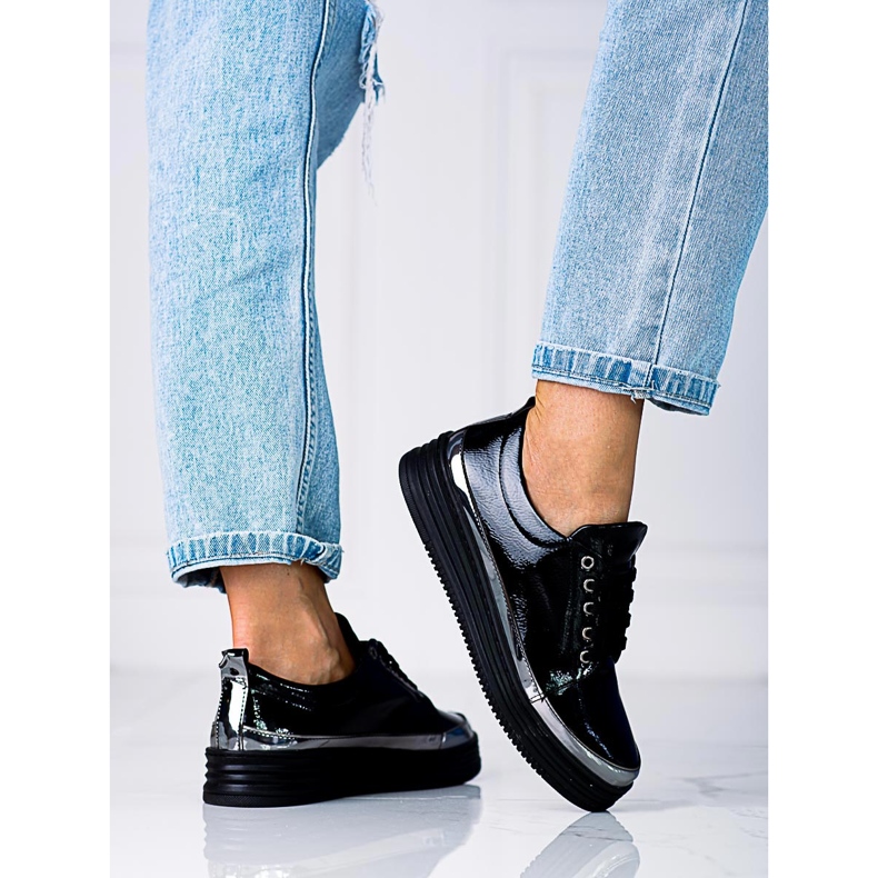 W. Potocki Dámské tenisky Shelovet z lakované ekologické kůže černá 2