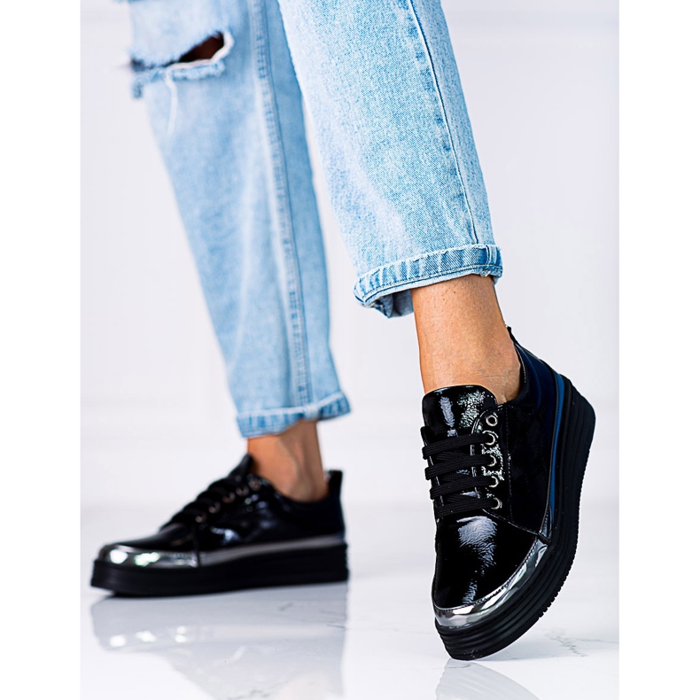 W. Potocki Dámské tenisky Shelovet z lakované ekologické kůže černá 1