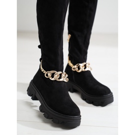 Černé dámské kozačky na silné podrážce Shelovet z ekologického semiše černá 1