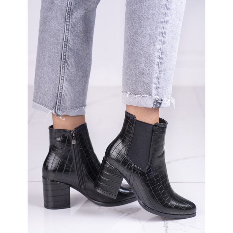 Holínky Jodhpur na sloupku Shelovet černé se vzorem černá 1