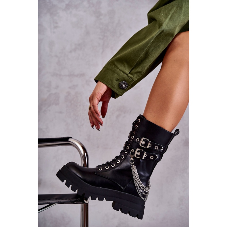 PG1 Vysoké Pracovní Boty S řetízkem Černá Montero 1