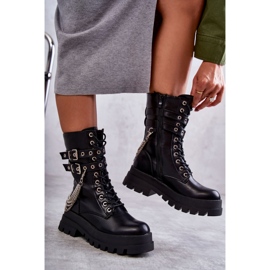 PG1 Vysoké Pracovní Boty S řetízkem Černá Montero černý 2