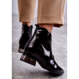 Kožené kozačky na plochém podpatku Laura Messi 2268 Black černá 2