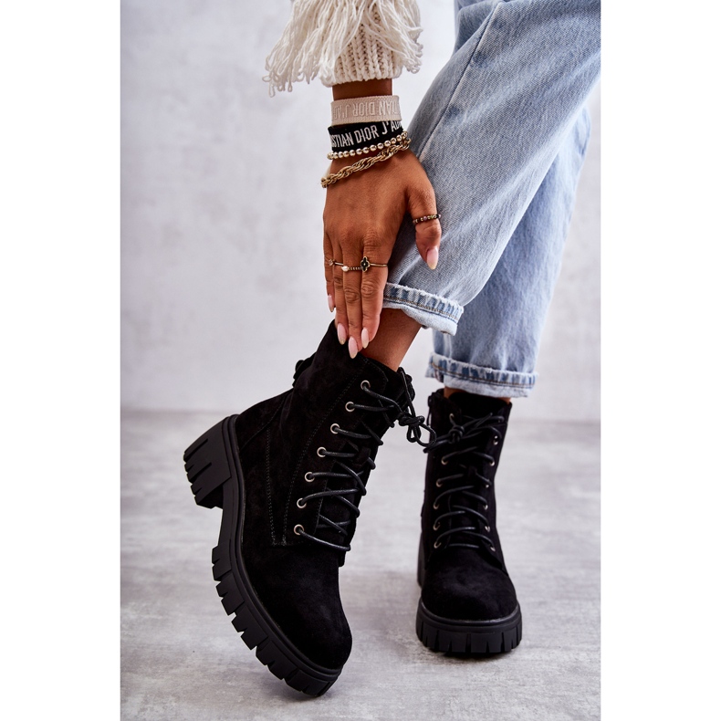 PG1 Dámské semišové zateplené kozačky se zipem černá Emilien 1