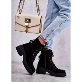 PG1 Dámské semišové zateplené kozačky se zipem černá Emilien 3