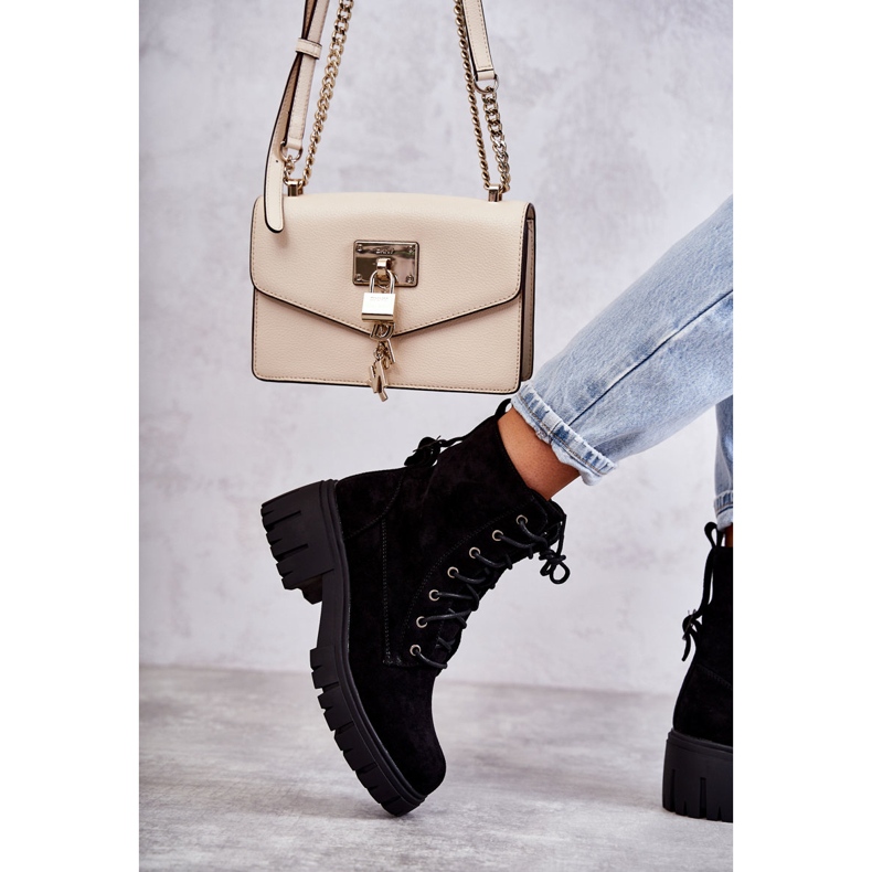 PG1 Dámské semišové zateplené kozačky se zipem černá Emilien černý 5