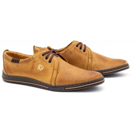 Polbut Kožené pánské boty 343 perforace červená béžový 2