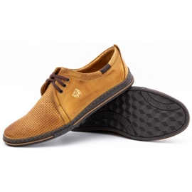 Polbut Kožené pánské boty 343 perforace červená béžový 3