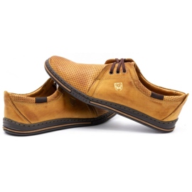 Polbut Kožené pánské boty 343 perforace červená béžový 4