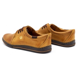 Polbut Kožené pánské boty 343 perforace červená béžový 5