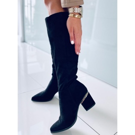 Heather Černé kozačky na vysokém podpatku černá 2