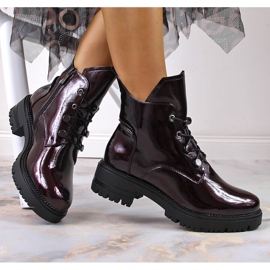 Dámské boty, lakované, vínové, Potocki bordó červené 1