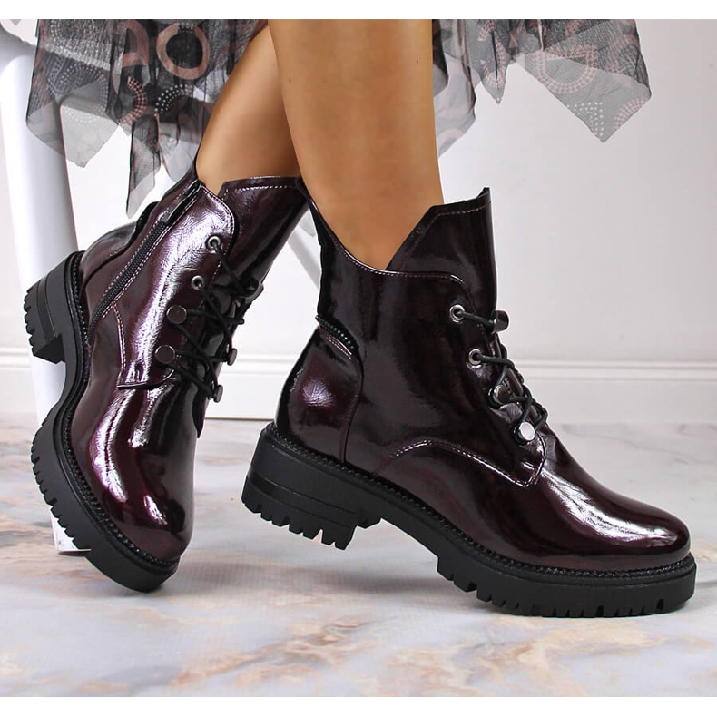 Dámské boty, lakované, vínové, Potocki bordó červené 1