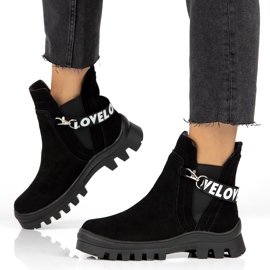 Semišové nazouvací kotníkové boty s ozdobou Filippo DBT3927 Black černá 1