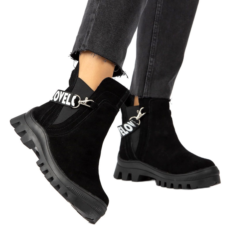Semišové nazouvací kotníkové boty s ozdobou Filippo DBT3927 Black černý 5