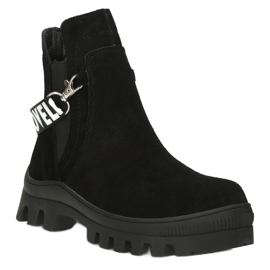 Semišové nazouvací kotníkové boty s ozdobou Filippo DBT3927 Black černý 2
