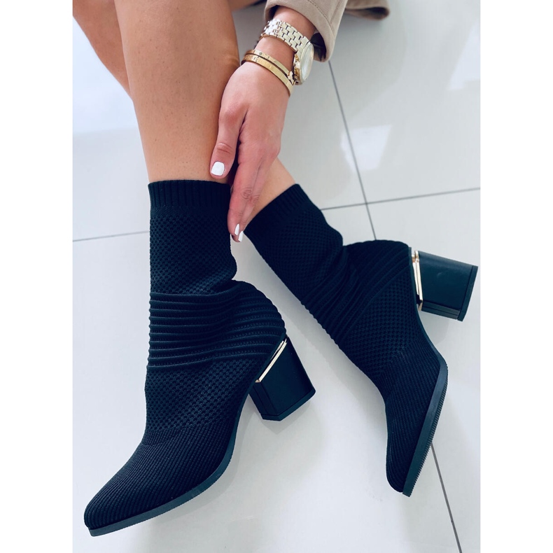 Ponožkové boty Tiara Black na vysokém podpatku černá 2