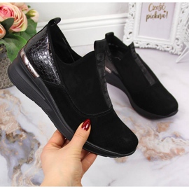 Kožené dámské boty na klínovém podpatku, černé Filippo černá 1