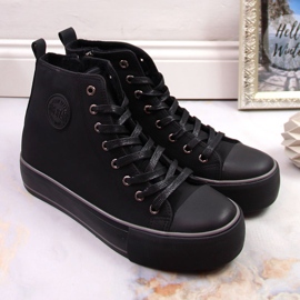 Dámské vysoké černé zateplené tenisky Big Star KK274173 černá 1