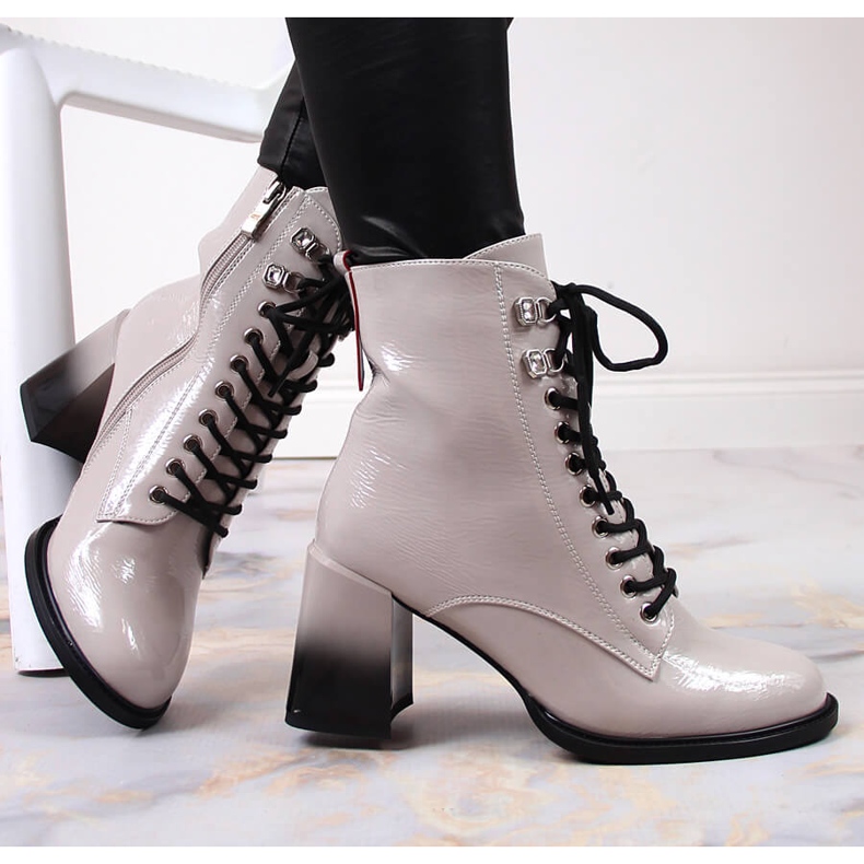 S.Barski Holínky lakované na sloupku, teplá šedá S. Barski 1