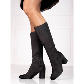 T.Sokolski Elegantní šedé dámské kozačky Sokolski na vysokém podpatku šedá 1