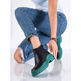 Černé a zelené kozačky pro ženy Kozačky Shelovet Jodhpur na platformě černá 2