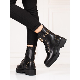 Dámské šněrovací pracovnice Shelovet se zlatými doplňky černá 1