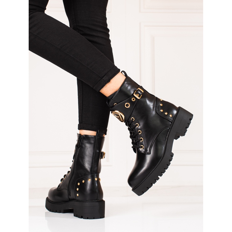 Dámské šněrovací pracovnice Shelovet se zlatými doplňky černá 1