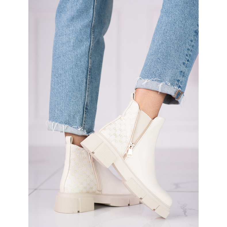 Dámské béžové boty Chelsea na platformě Shelovet béžový 1