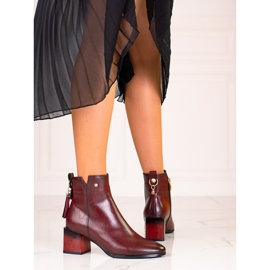 W. Potocki Módní dámské kozačky na sloupku Potocki bordó červené 1 W. Potocki Módní dámské kozačky na sloupku Potocki bordó červené 1