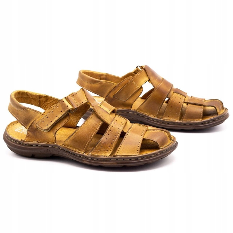 Polbut Pánské kožené sandály 211 béžový 2