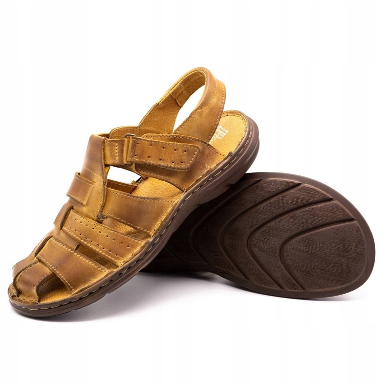 Polbut Pánské kožené sandály 211 béžový 3