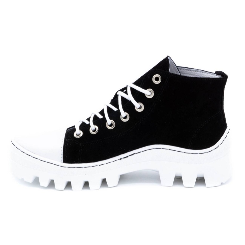 Polbut Kožené dámské kotníkové boty D1 black pearl bílý 2 Polbut Kožené dámské kotníkové boty D1 black pearl bílý 2