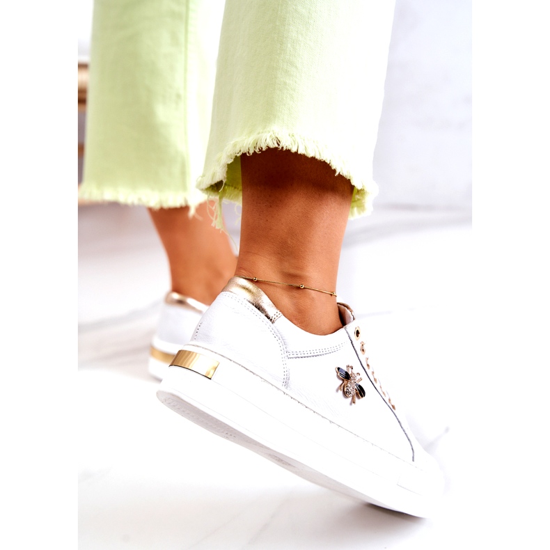 Dámská kožená sportovní bota na platformě Filipczyk se zirkony bílými 4