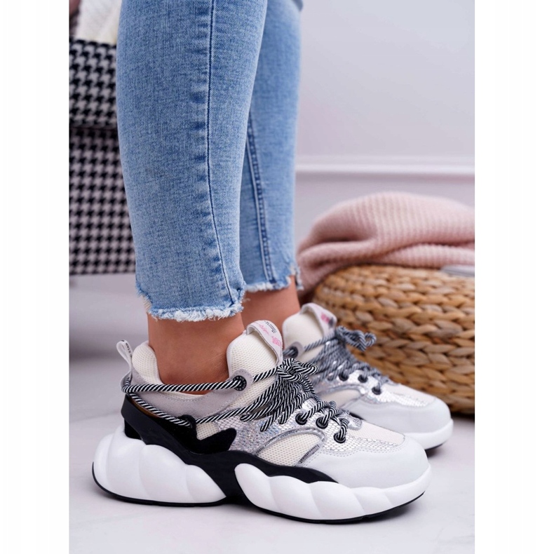 Dámské sportovní boty Big Star od Daniel Lopez White FF274A546 bílý černá stříbrný 2