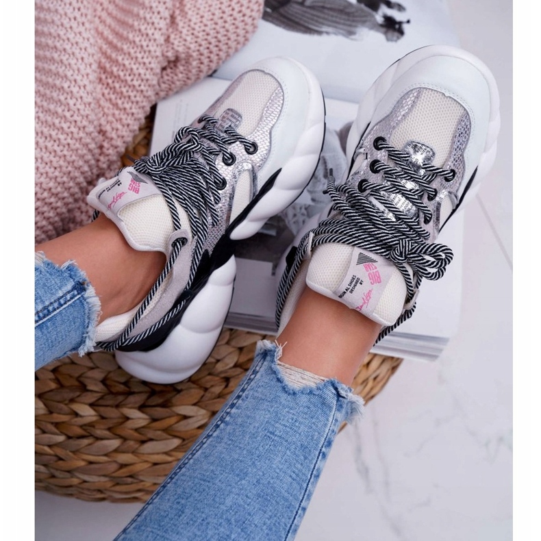 Dámské sportovní boty Big Star od Daniel Lopez White FF274A546 bílý černá stříbrný 4