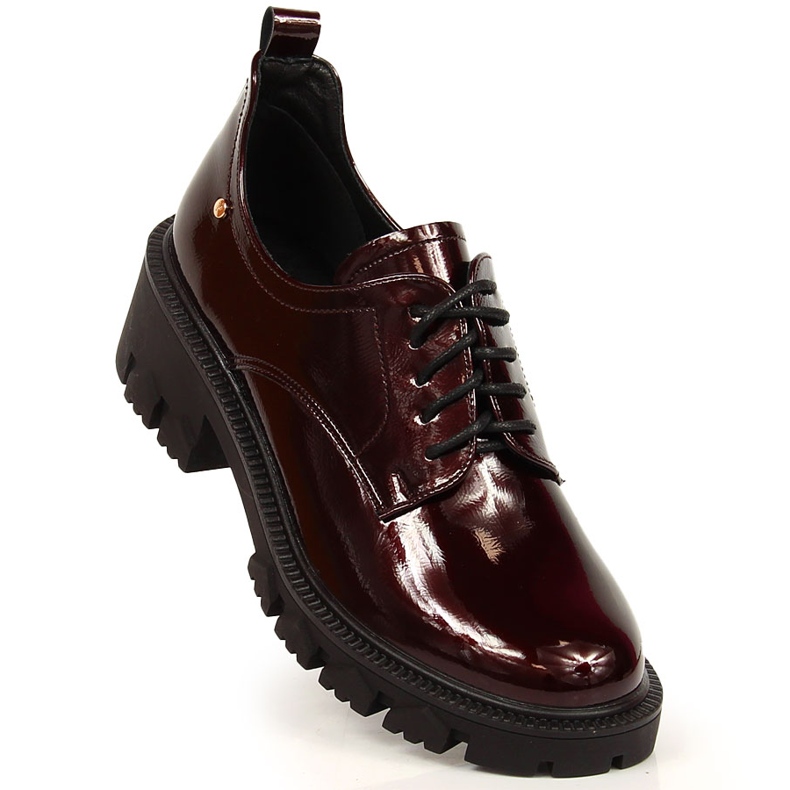 Dámské vínové lakované mokasíny Potocki červené vícebarevný 1