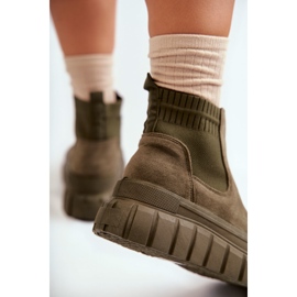 FB2 Módní nazouvací boty na zelené platformě Jenna hnědý 3
