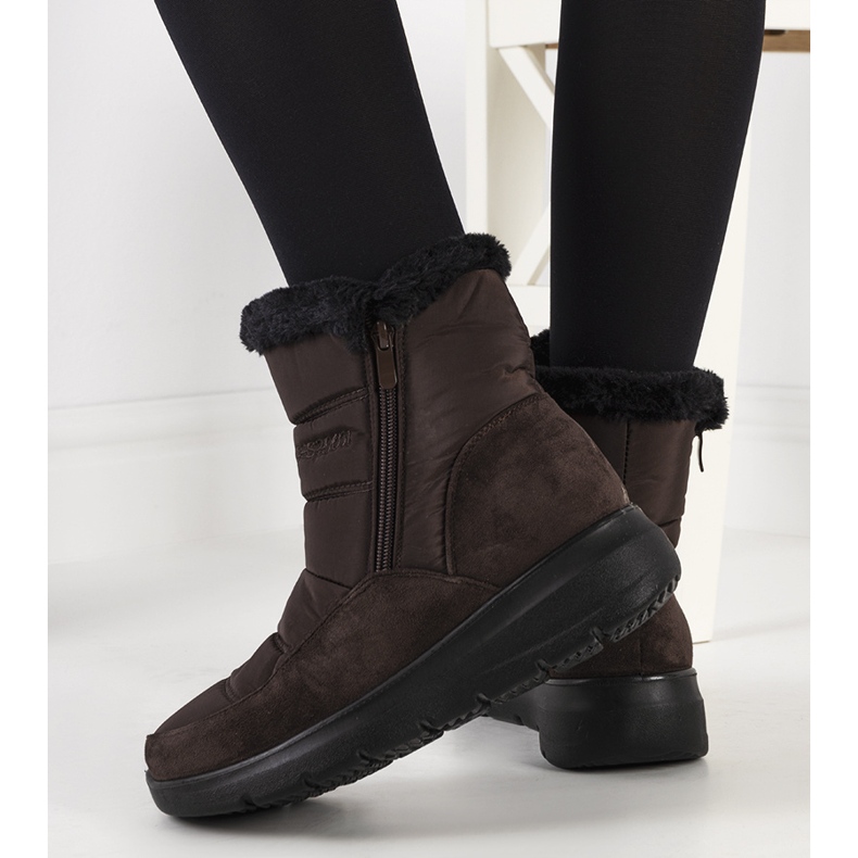 Hnědé prošívané sněhule Azmarin hnědý 1