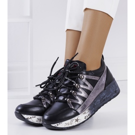 BM Černé a metalické tenisky Ballard černá stříbrný 1