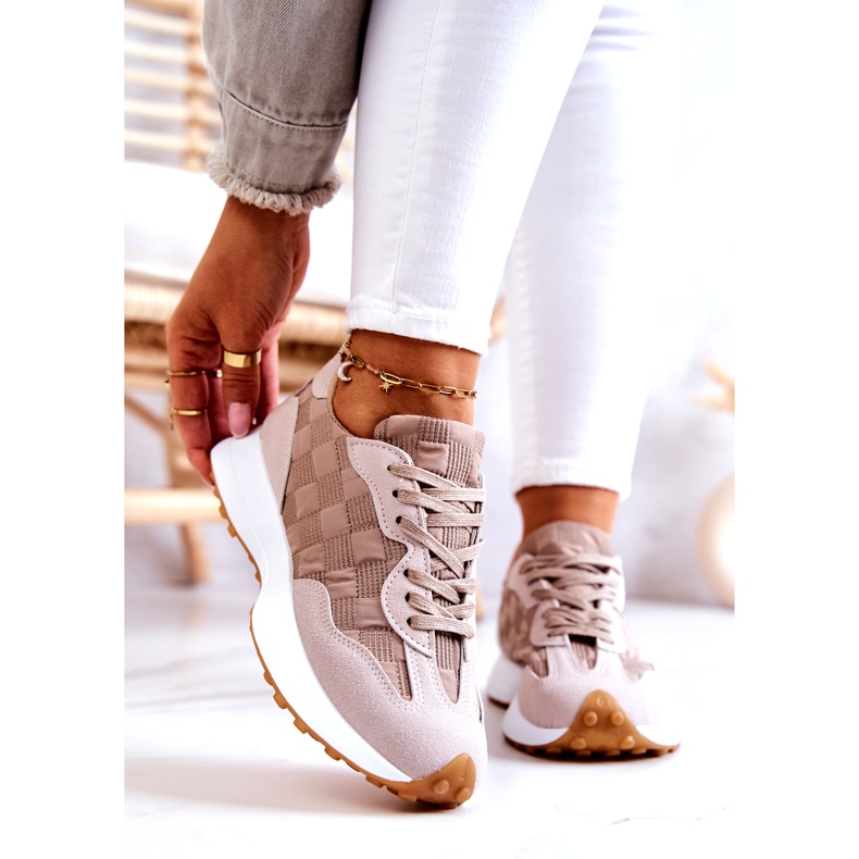 Dámská béžová svázaná sportovní bota béžový 1