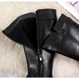 Černé kožené dámské kozačky Dolce Pietro černá 2