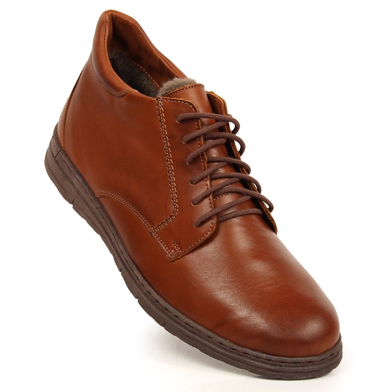 Pohodlné pánské kožené boty, hnědé Łukbut 1816 hnědý 1